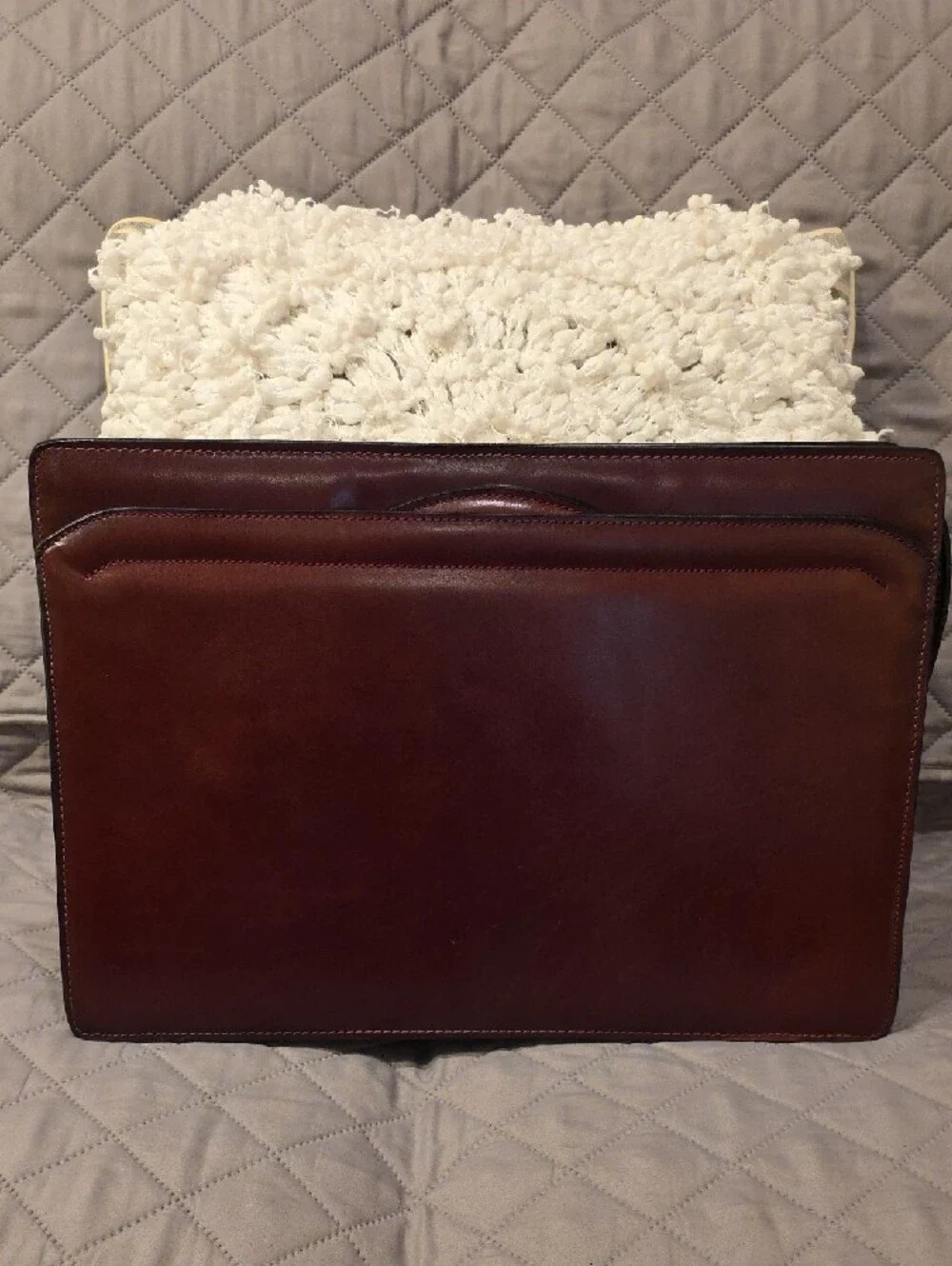 Vintage Classic Men's Leather Briefcase - Burgundy